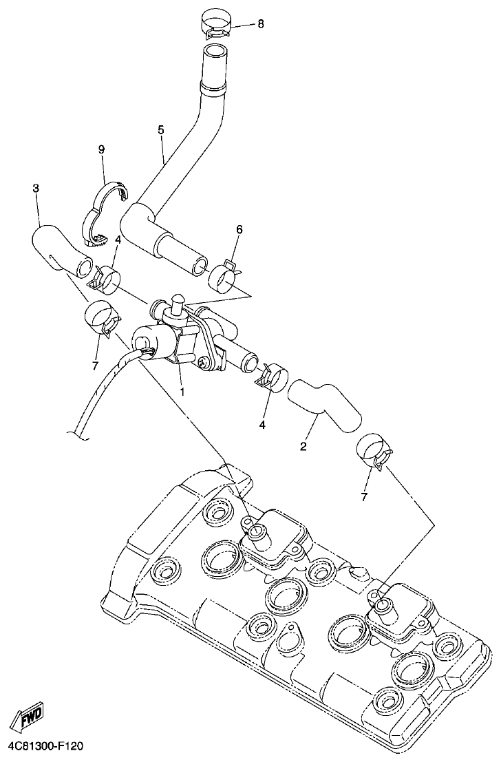 Yamaha R1 2008 AIR INDUCTION SYSTEM parts diagram